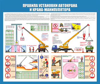 C33 Стенд правила установки автокранов (1200х1000 мм, пластик ПВХ 3мм, Прямая печать на пластик) - Стенды - Тематические стенды - Магазин охраны труда Протекторшоп